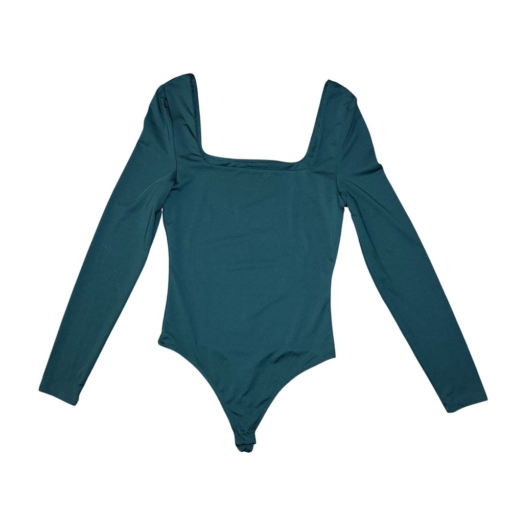 SWS Contour Body Shaping Contour Fit Deep Green Long Sleeve Body Suit Sz Small